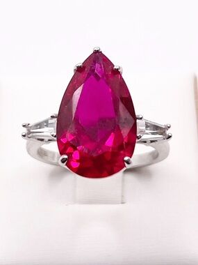 Size 8.5 Large Ruby gemstone 925 Sterling Silver Ring/ BBJ signed